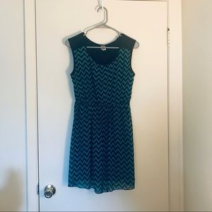 Blue and black chevron cocktail dress